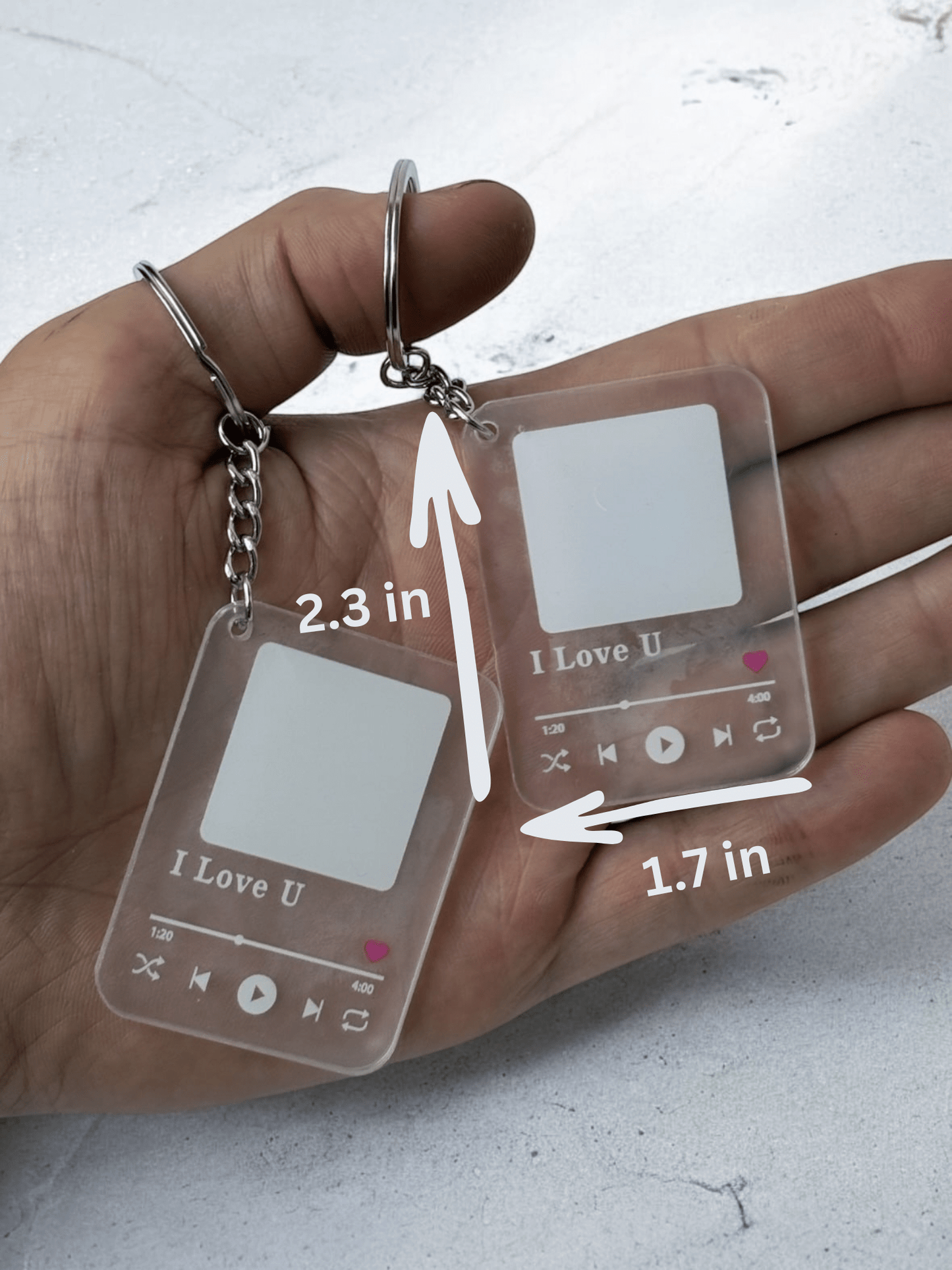 2 x Impritslove® Personalized Fingerprint Keychains