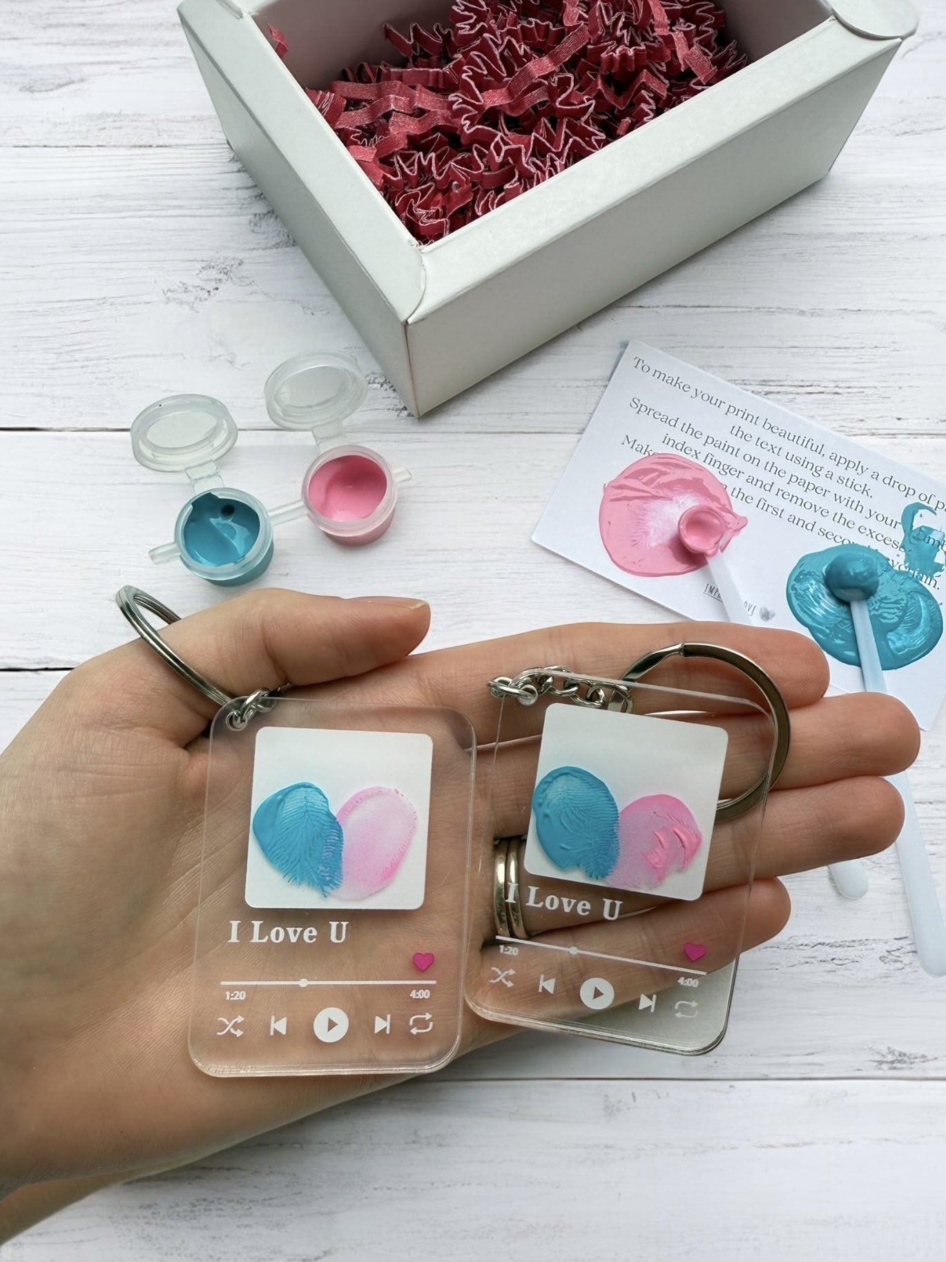 2 x Impritslove® Personalized Fingerprint Keychains