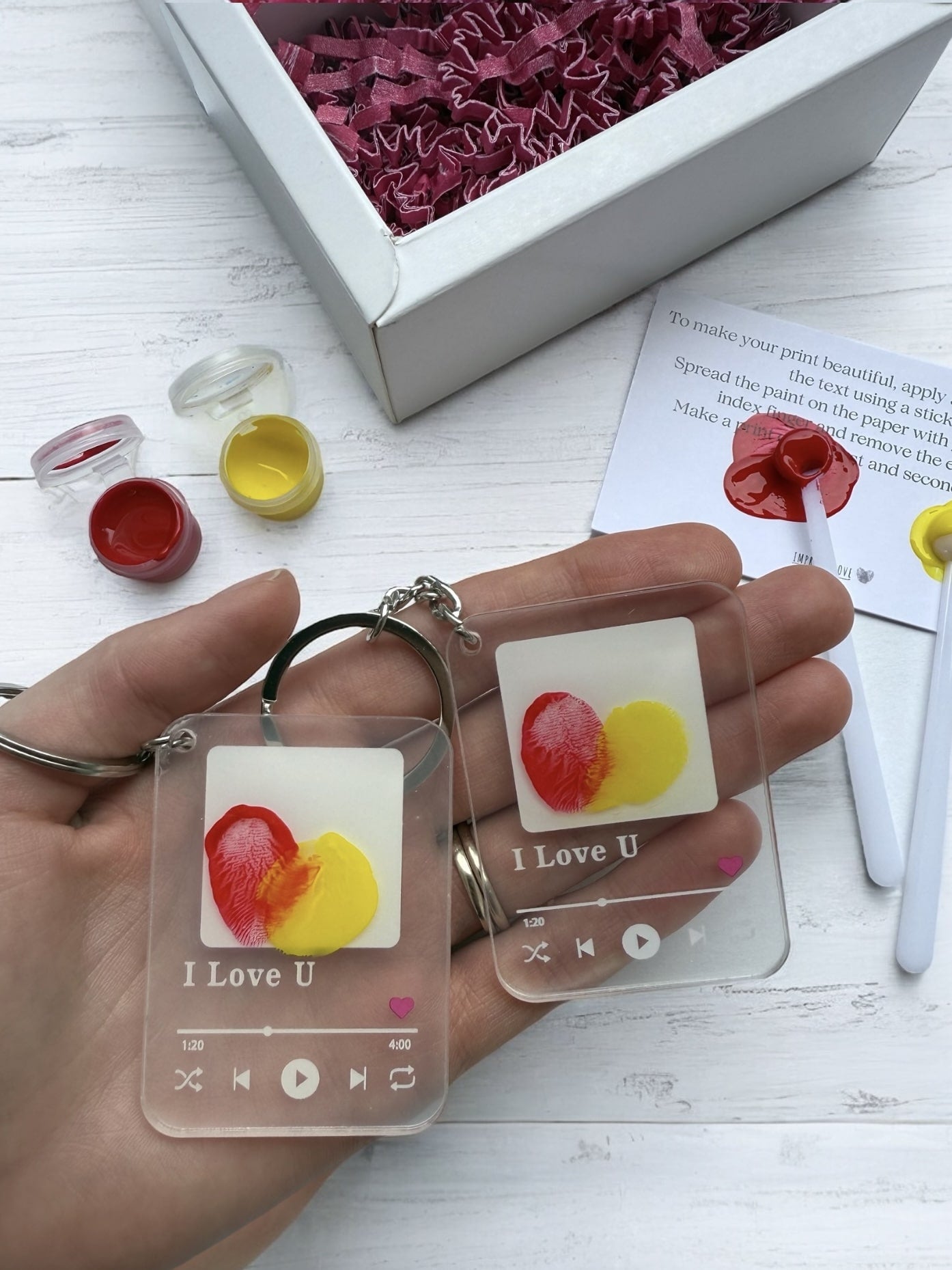 2 x Impritslove® Personalized Fingerprint Keychains
