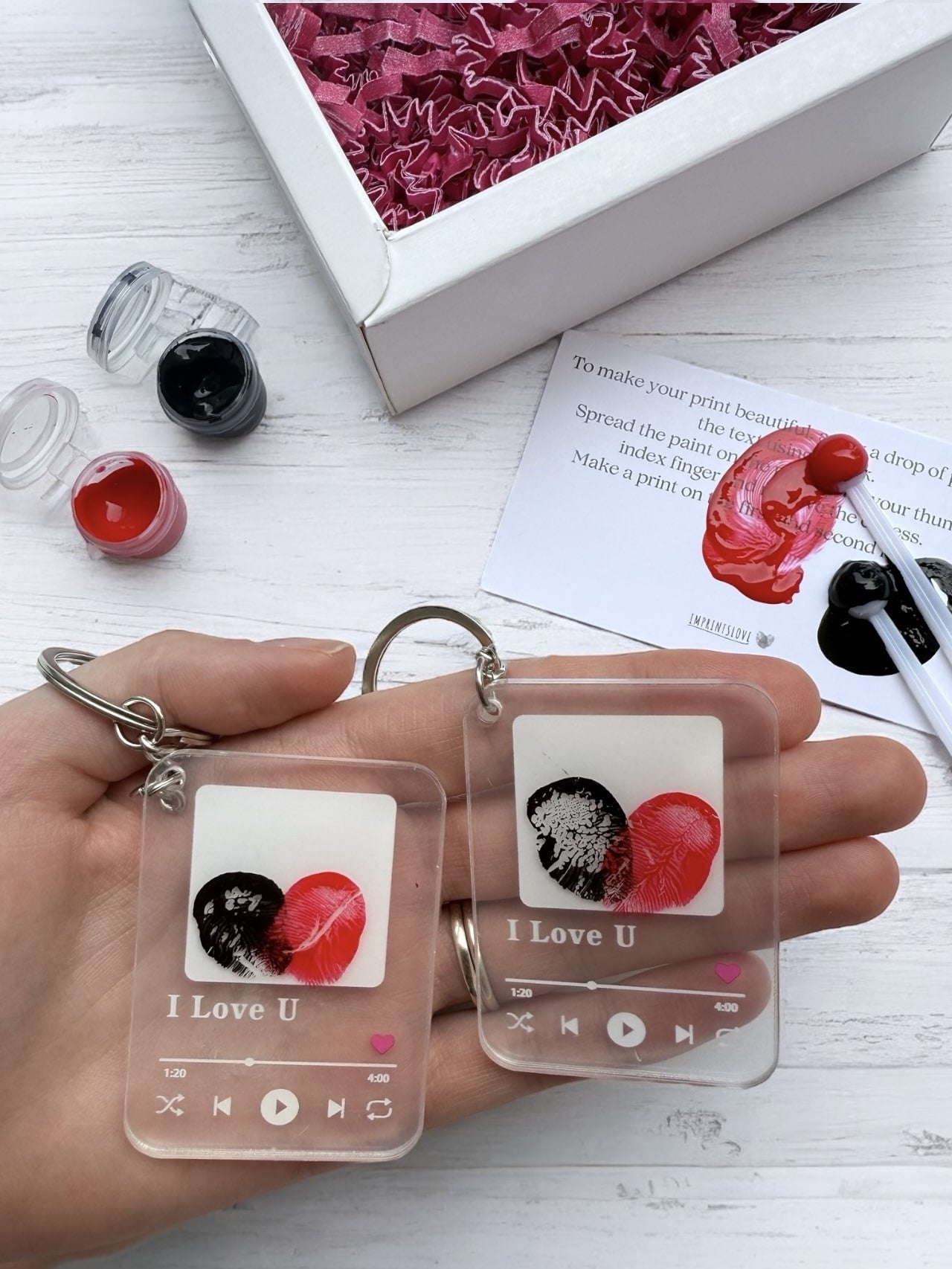 2 x Impritslove® Personalized Fingerprint Keychains