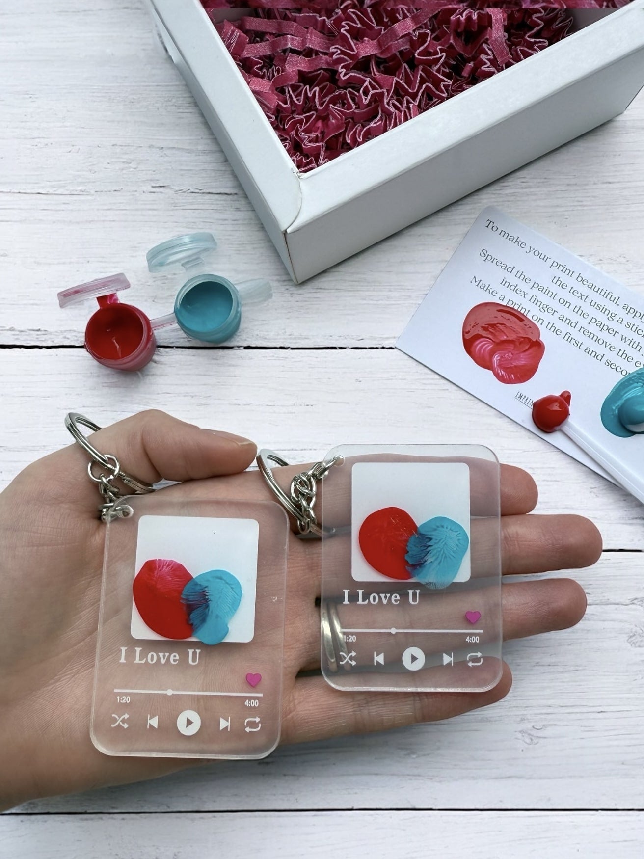 2 x Impritslove® Personalized Fingerprint Keychains