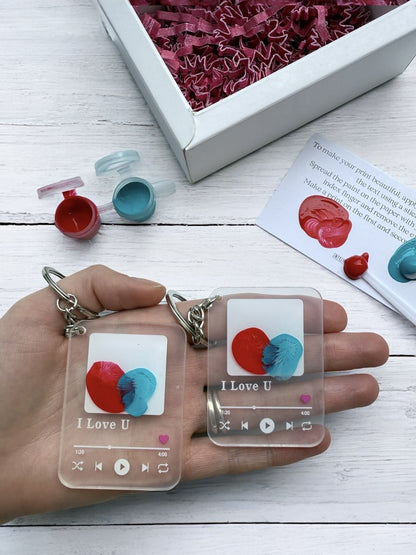 2 x Impritslove® Personalized Fingerprint Keychains
