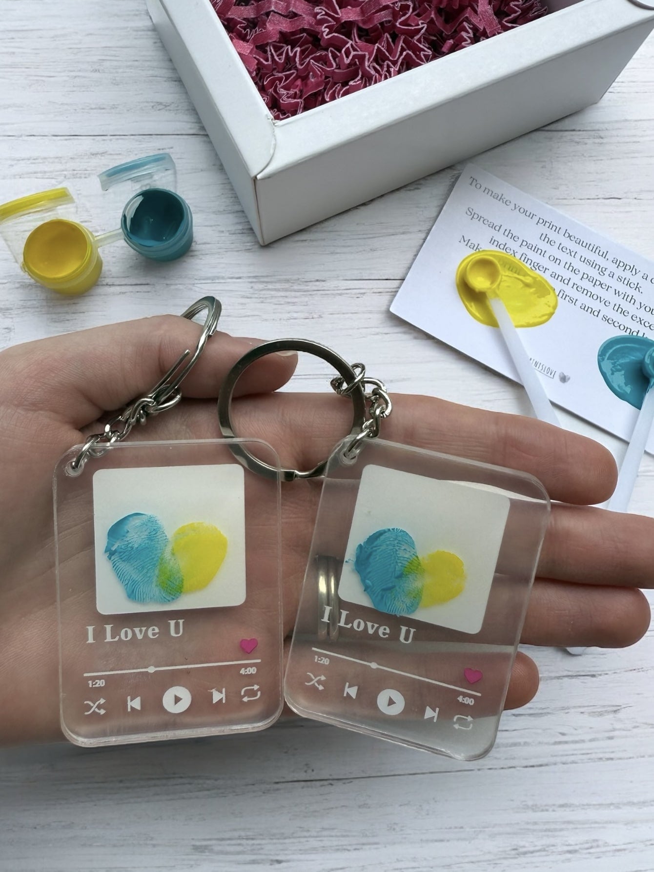 2 x Impritslove® Personalized Fingerprint Keychains